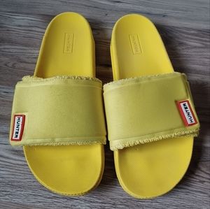 Hunter Terry Cloth Pool Slide Sandals Yellow sz 8